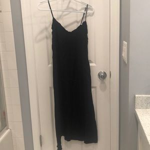 Silky black slip dress dress